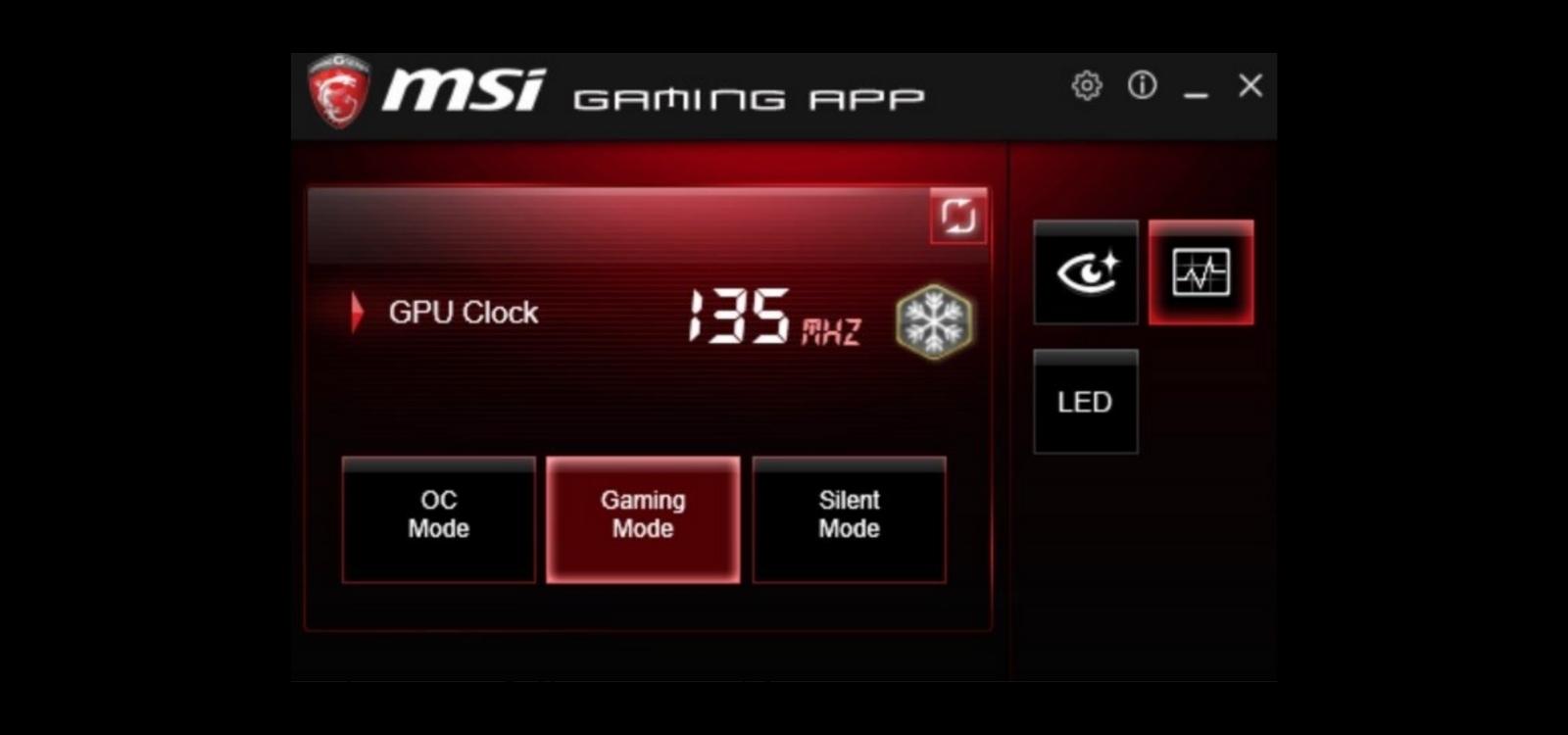 MSI Gaming App interface showing system and graphics settings
