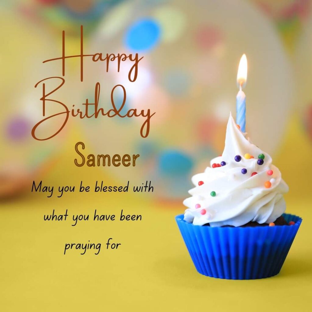Happy Birthday Sameer Candle Fire - Greet Name