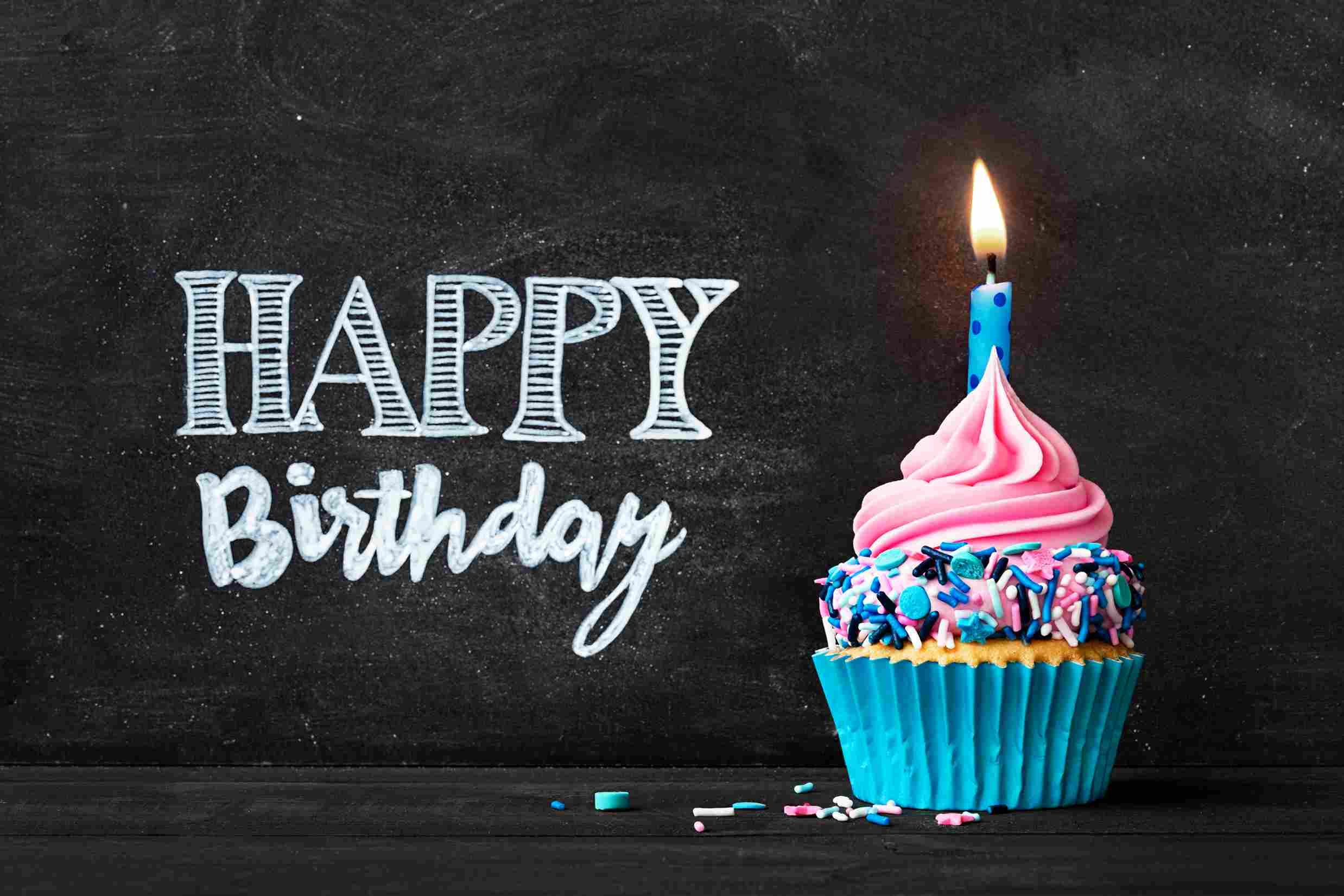 birthday cupcake with chalkboard happy birthday