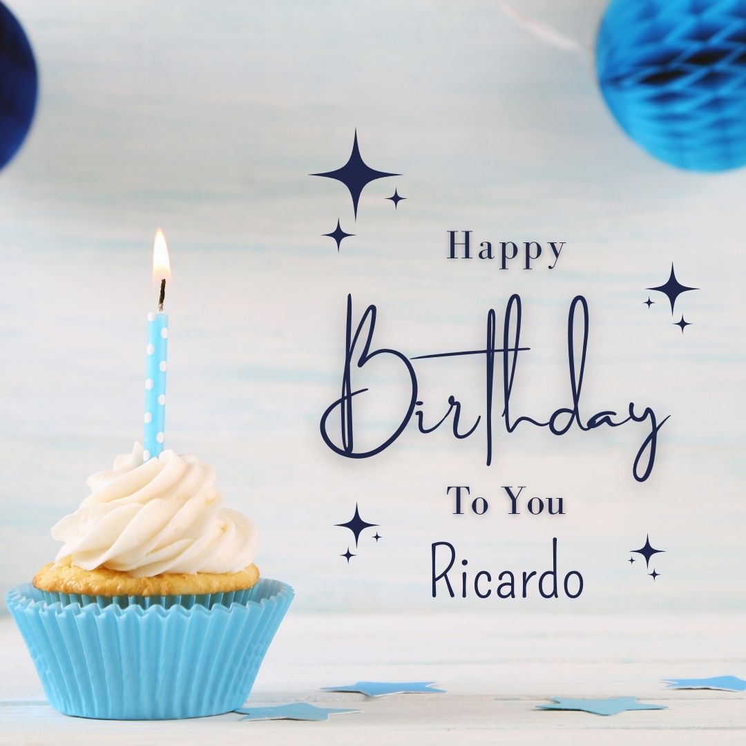 Happy Birthday Ricardo Cake And Flower  Greet Name