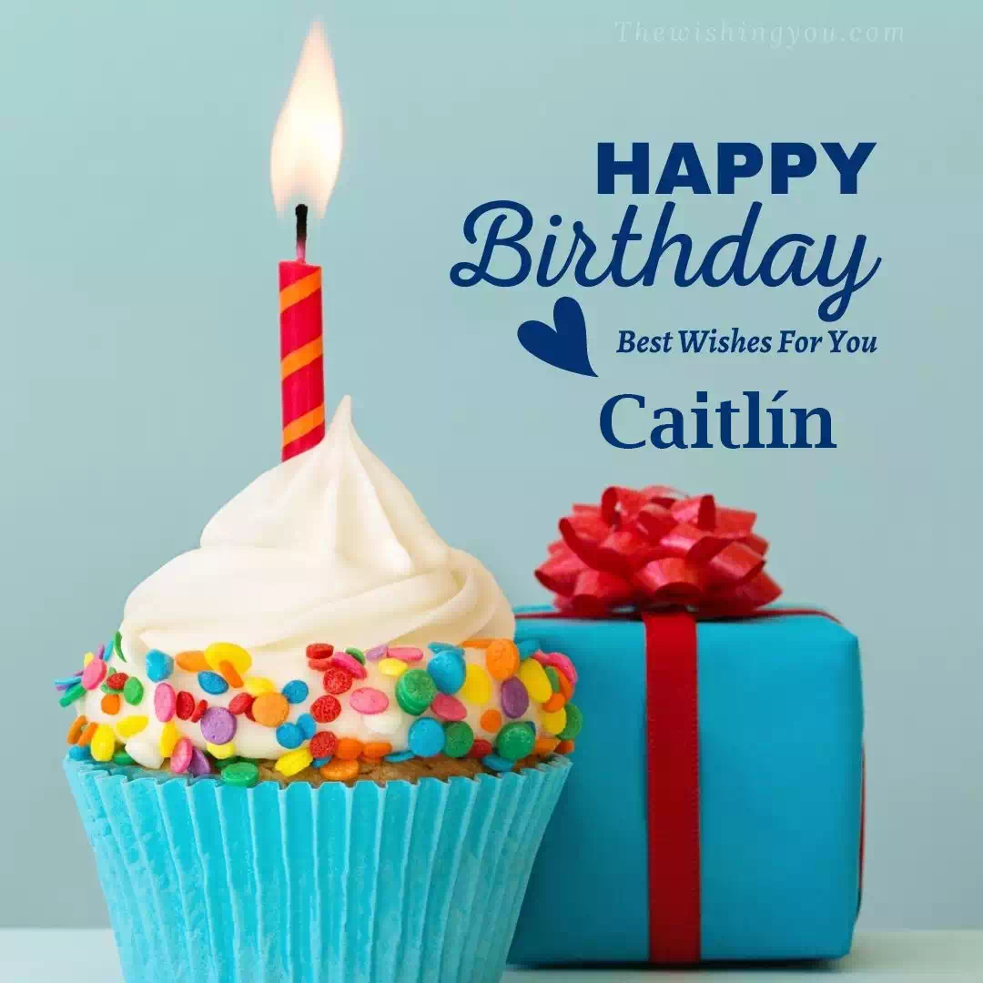 Happy Birthday Caitlín written on image