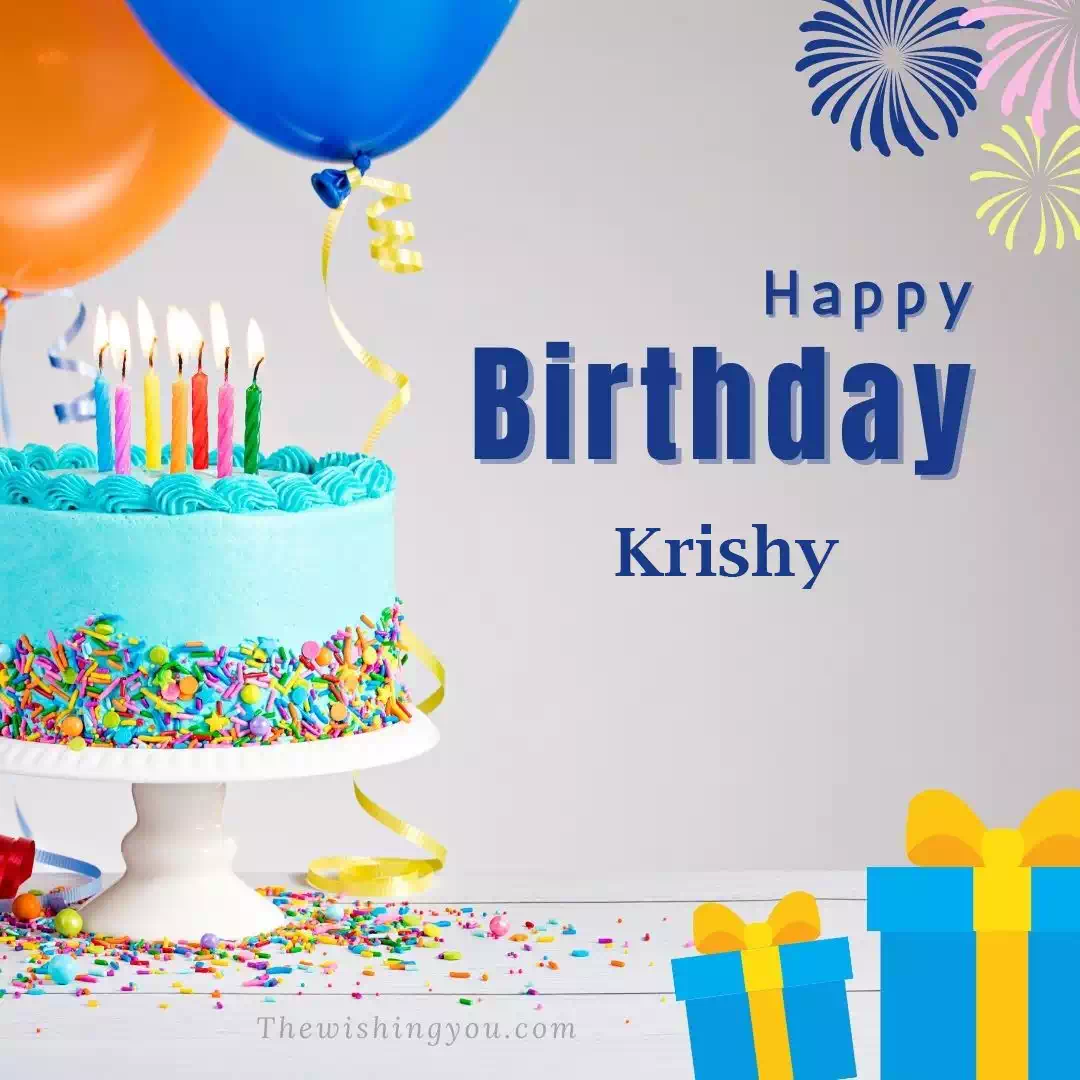 Happy Birthday Krish Candle Fire - Greet Name